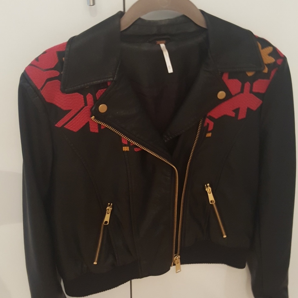Free People Motorcycle Jacket XS - Vegan Leather - Picture 4 of 8